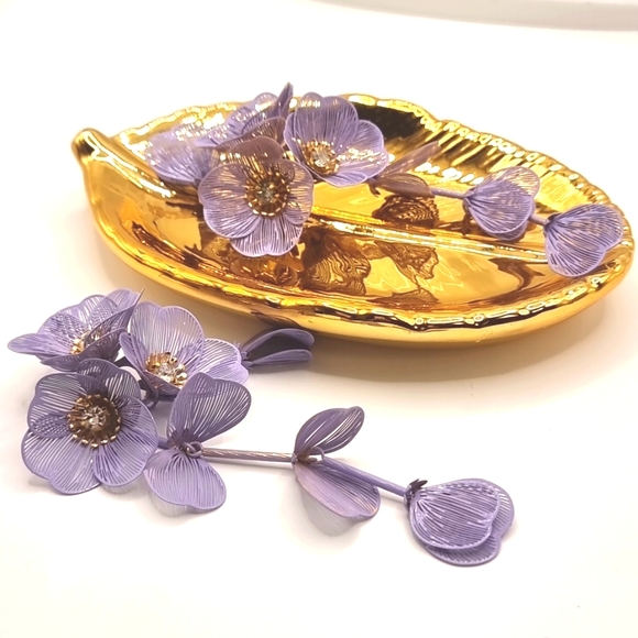New ZARA cascading flowers purple earrings - Picture 4 of 14